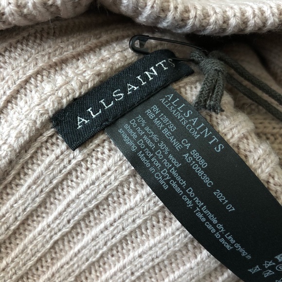 Allsaints Knit Rib Beanie Blush - Picture 8 of 9
